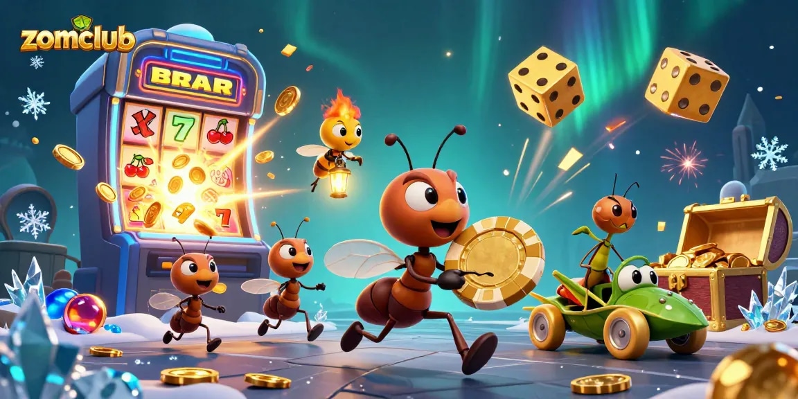 Zomclub engages players with vibrant casino adventure as ants navigate a heist with golden poker chips.