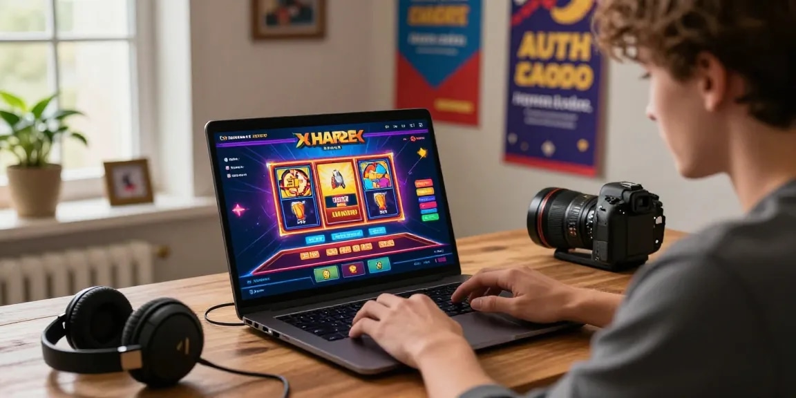 Engaging gaming scene featuring a user interacting with https://88m.locker/ online casino platform in a cozy setting.