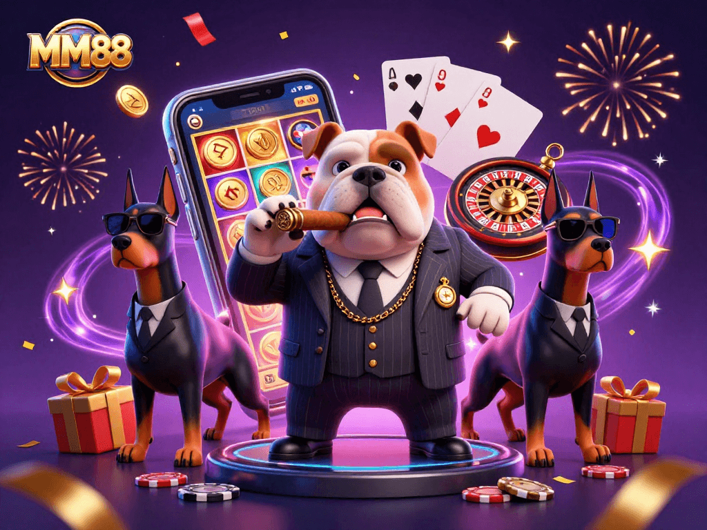 Experience thrilling gaming moments with MM88's vibrant casino atmosphere and exciting characters.