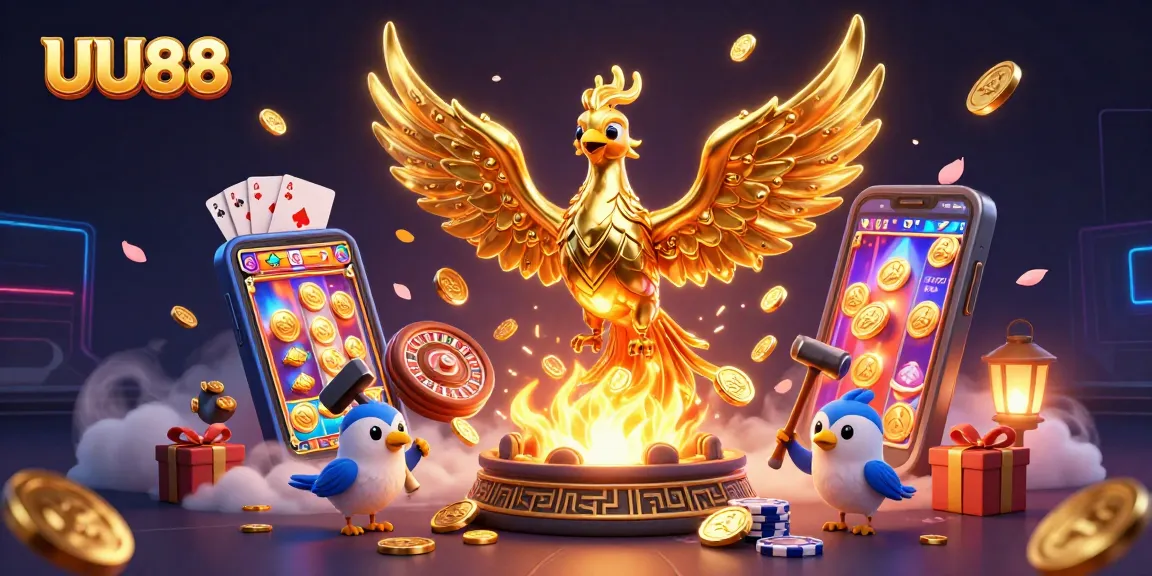 Experience thrilling gameplay with UU88's golden phoenix and exciting casino elements.