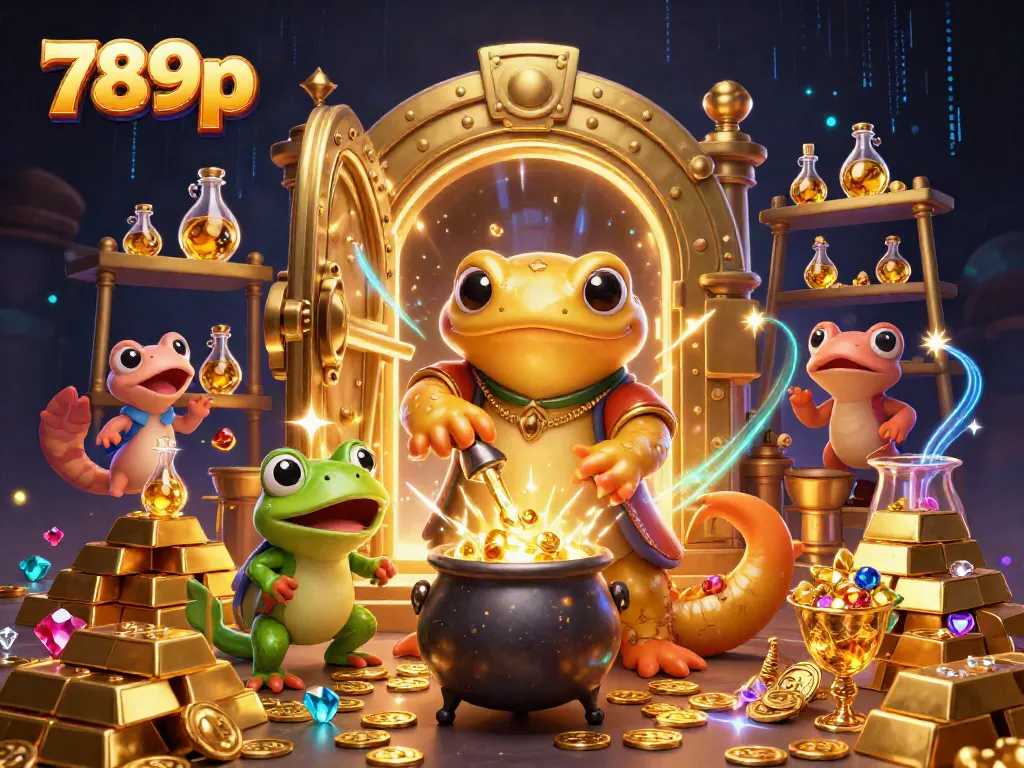 Experience the thrill of 789p with a 3D illustration showcasing magical elements and golden treasures in a casino