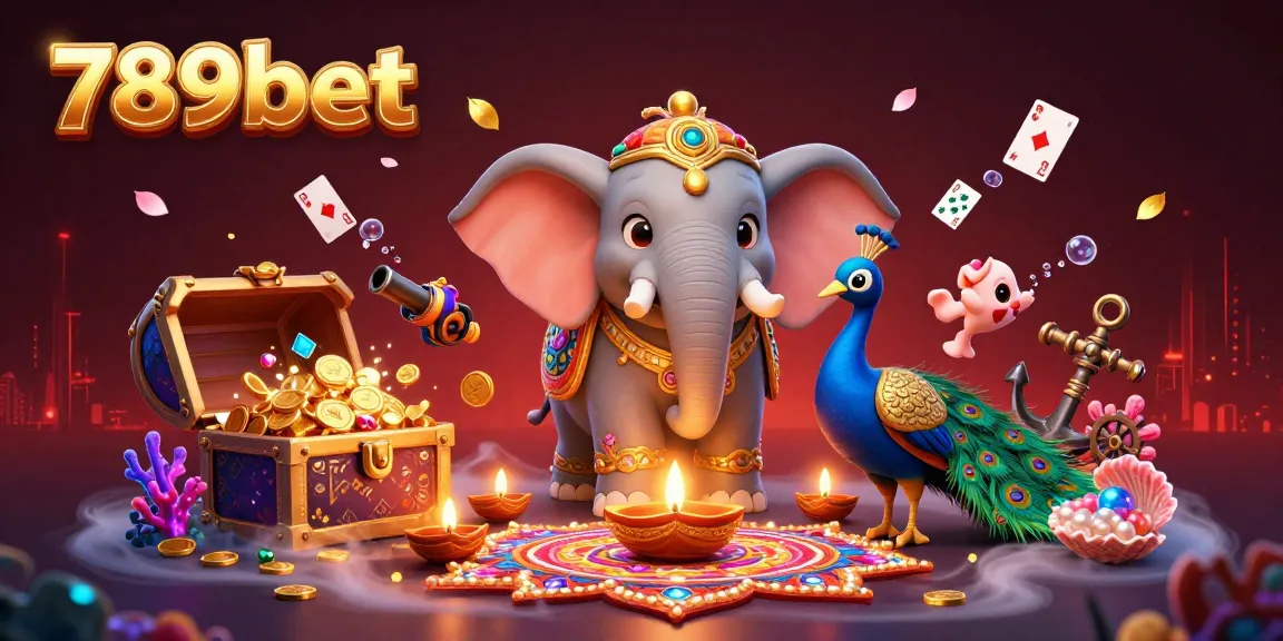 Play exciting games at 789bet with the vibrant 3D casino-themed illustration showcasing elephants and elements of chance.