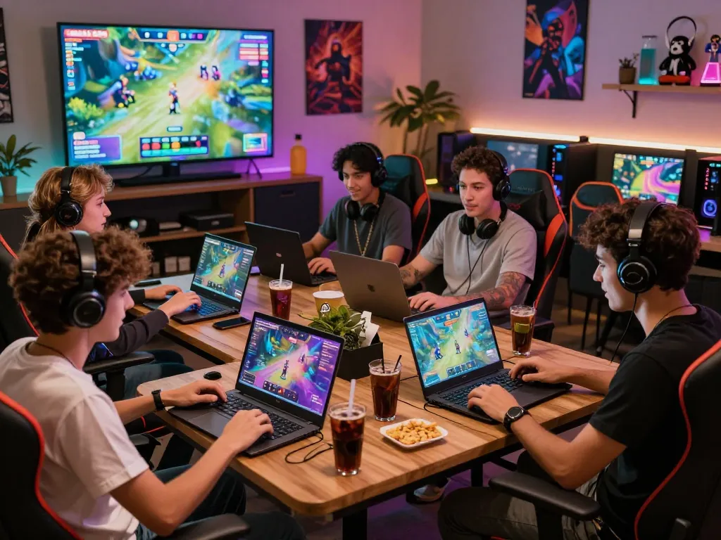Engaged gamers enjoying interactive game sex experiences in a cozy lounge setup