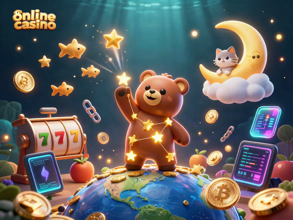 Experience the thrill of an online casino with vibrant characters and dynamic elements representing winning strategies.