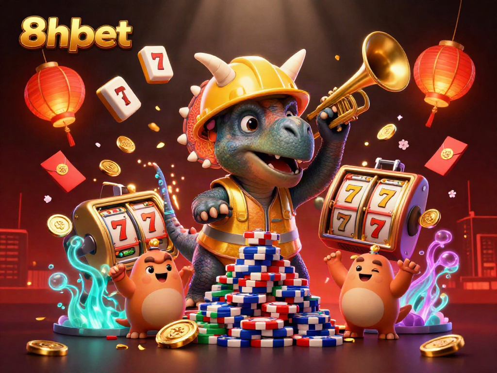 Experience thrilling gameplay with 8xbet's dynamic casino scene featuring poker chips and celebration.