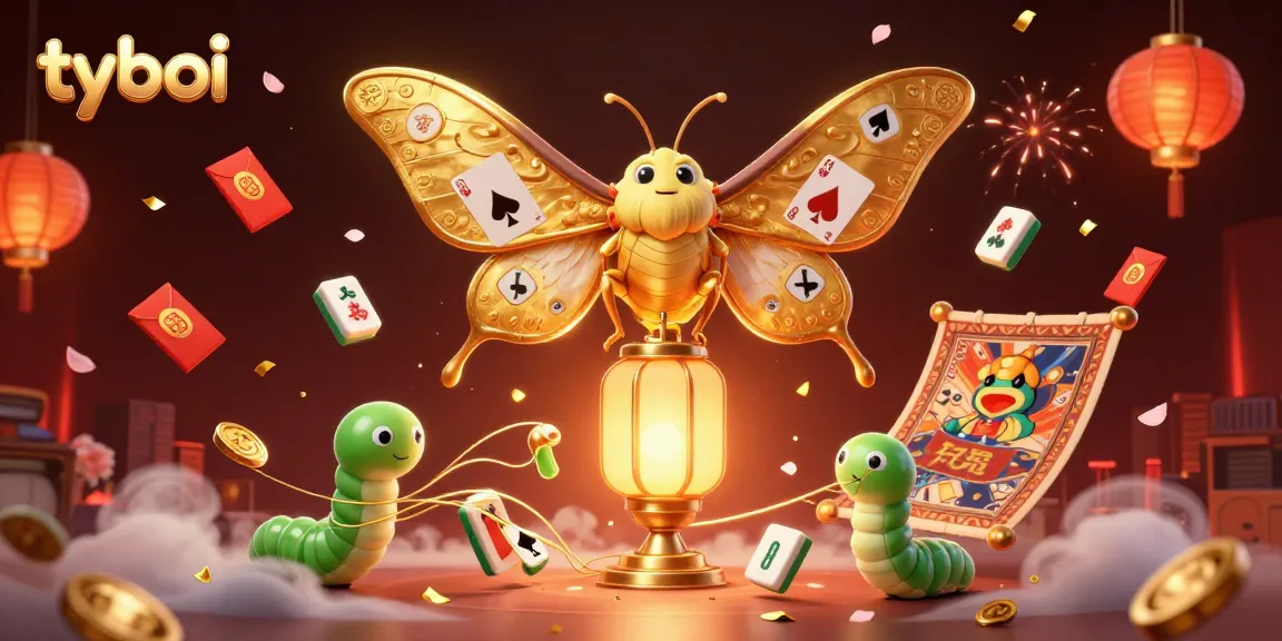 Experience exciting casino games with tyboi as the vibrant atlas moth showcases shimmering playing cards.