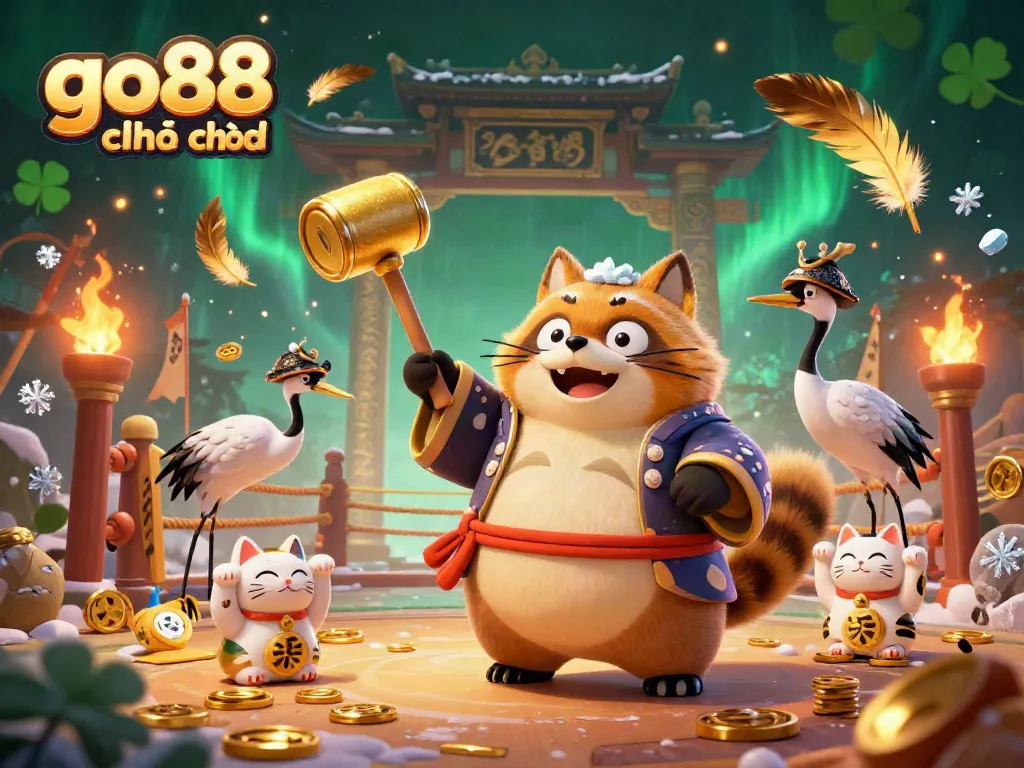 Experience exciting gaming at go88 chính chủ with vibrant cartoon characters and dynamic casino elements.