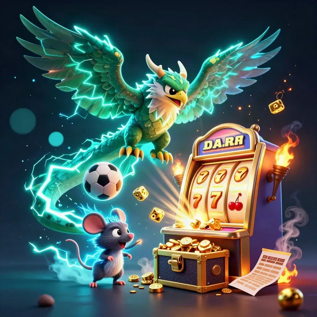 Thunder dragon, wind hawk and static mouse burst through casino slots, balls and gold.