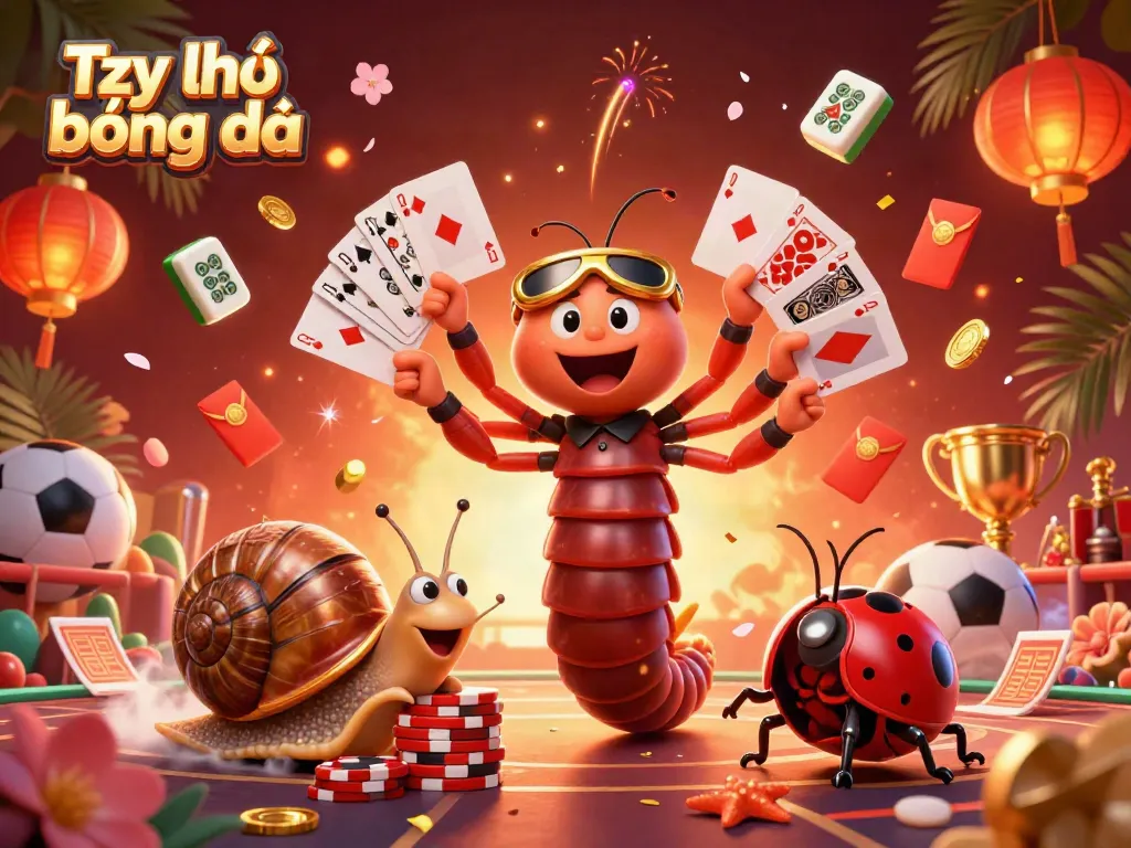 Engaging illustration showcasing Tỷ lệ bóng đá with animated characters and vibrant gambling elements.
