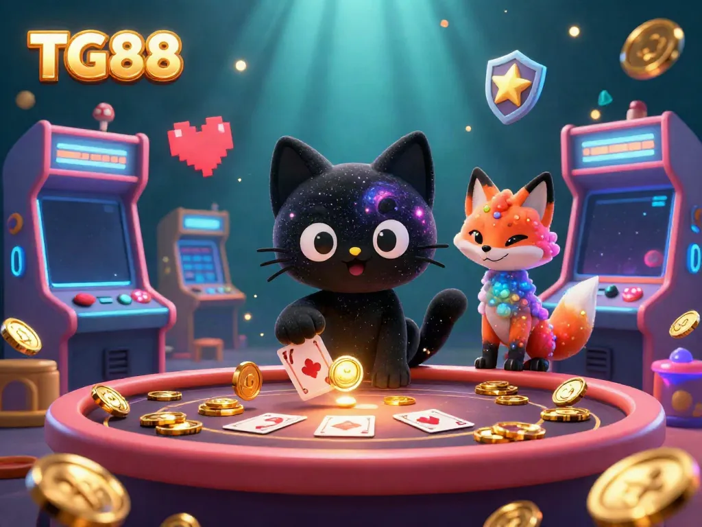 Experience thrilling gameplay with TG88 in this vibrant casino-themed digital illustration.