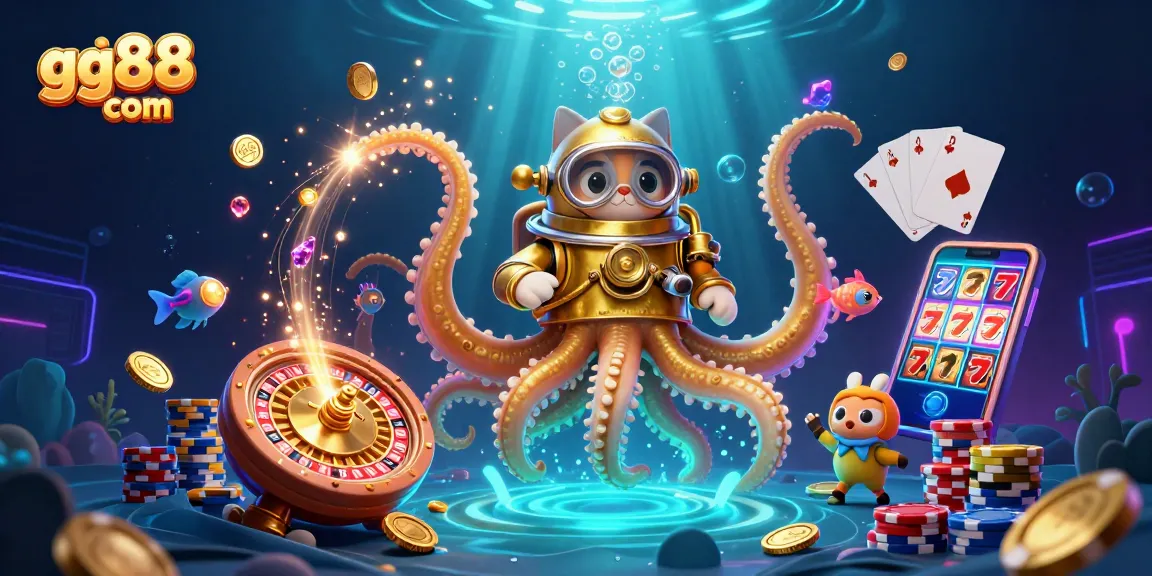 Experience thrilling action at gg88 com as the kraken and diving cat explore a treasure-filled ocean of games and prizes.