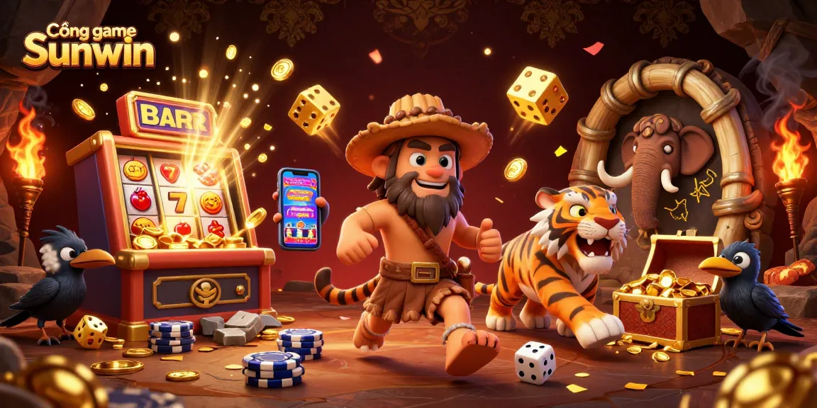 Cổng game Sunwin showcases an exciting 3D casino scene featuring unique characters and elements for an engaging experience.