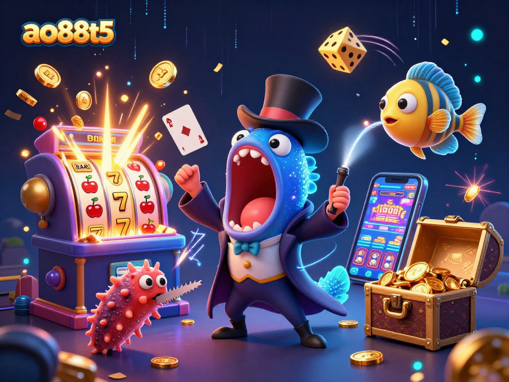 Experience thrilling gameplay with ao88t5, featuring creative deep-sea characters and casino elements.