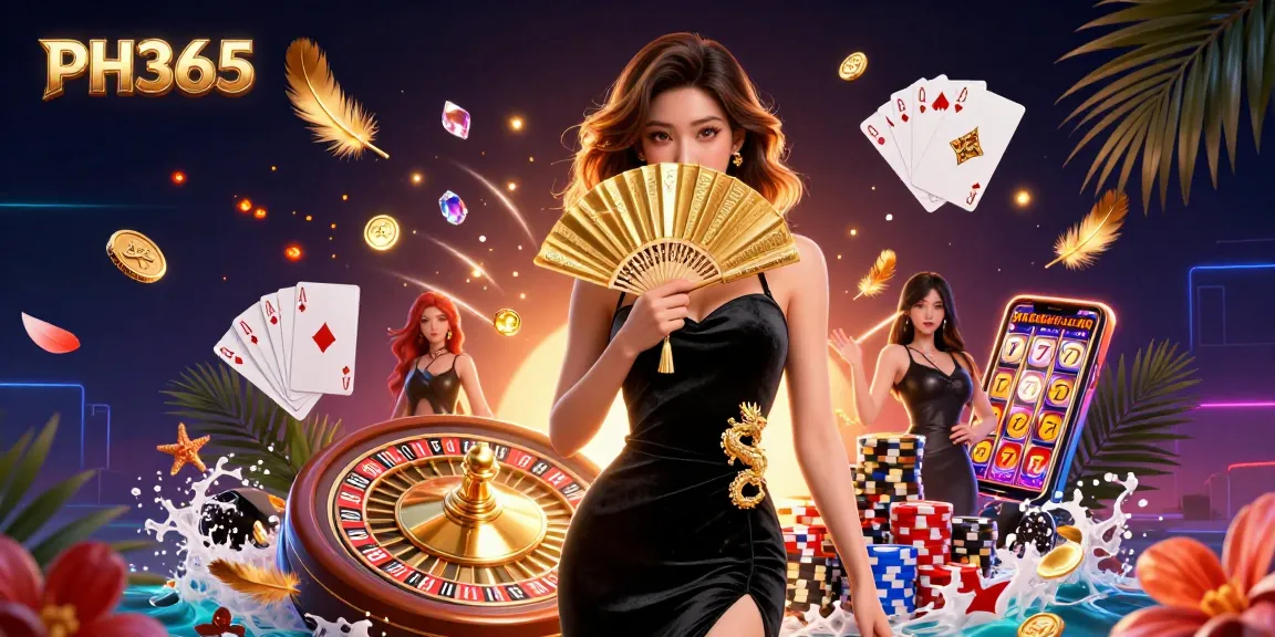 Experience the thrill of gaming at PH365 with stunning visuals, golden coins, and captivating slot reels.