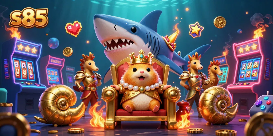 Join the excitement at s85 with a vibrant underwater casino scene featuring games and prizes.