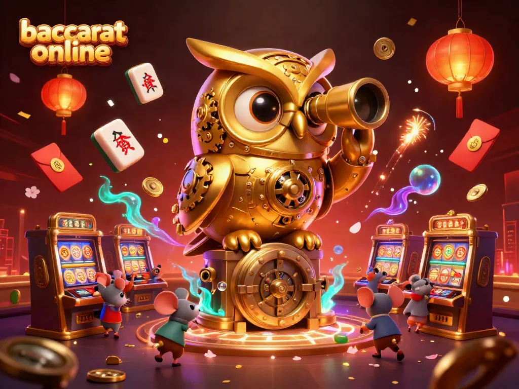 Experience the excitement of baccarat online with vibrant 3D casino elements illustrating gameplay.