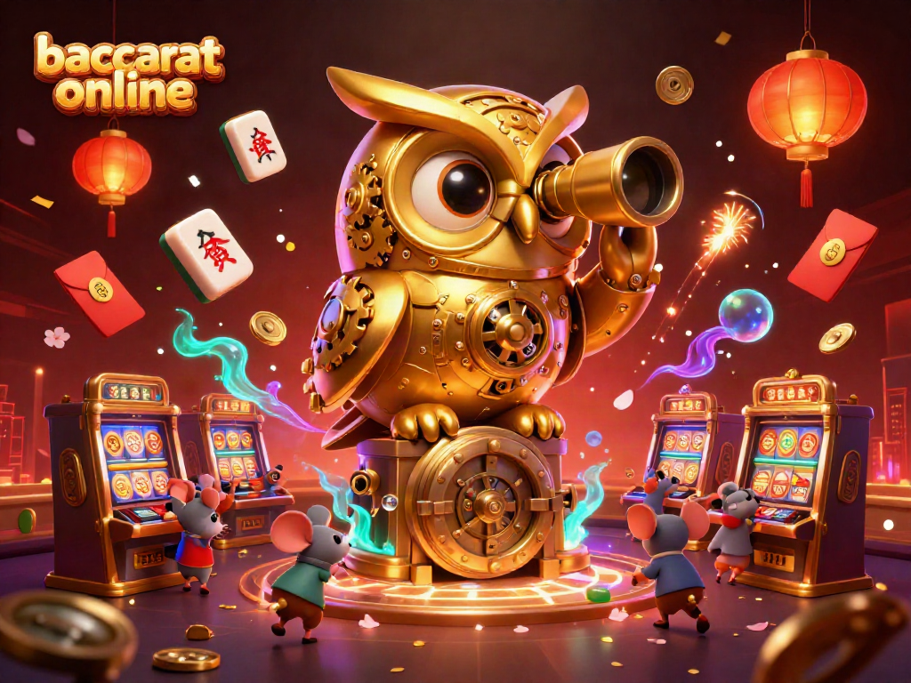 Experience the excitement of baccarat online with vibrant 3D casino elements illustrating gameplay.