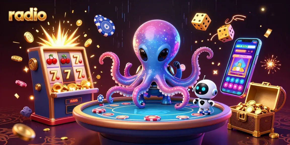 Play at radio's vibrant casino with an alien octopus and winning slot machines.