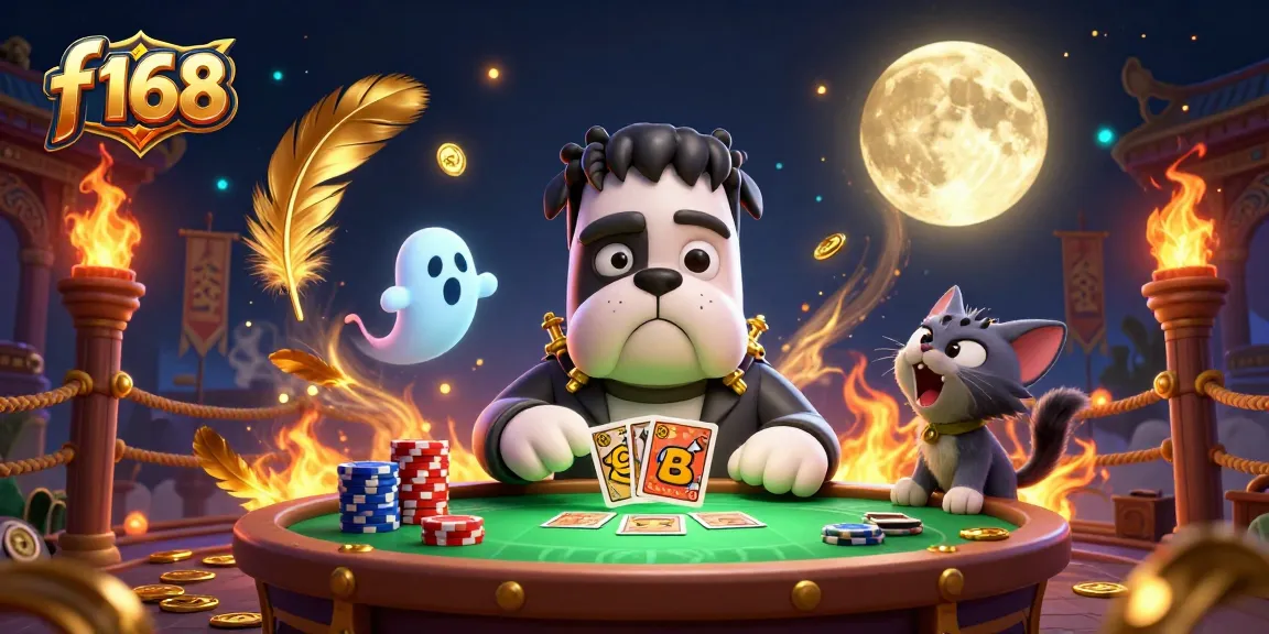 Join the fun at f 168 as a bulldog dealer and ghost mouse enhance the casino experience.