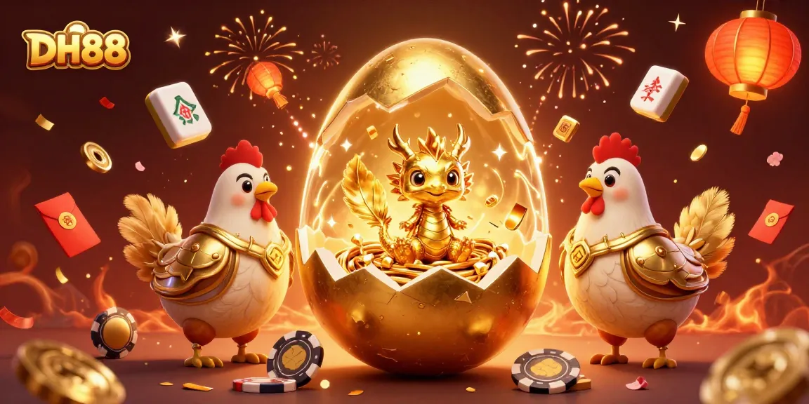 Experience exciting gaming adventures with DH88 featuring a golden dragon on poker chips.