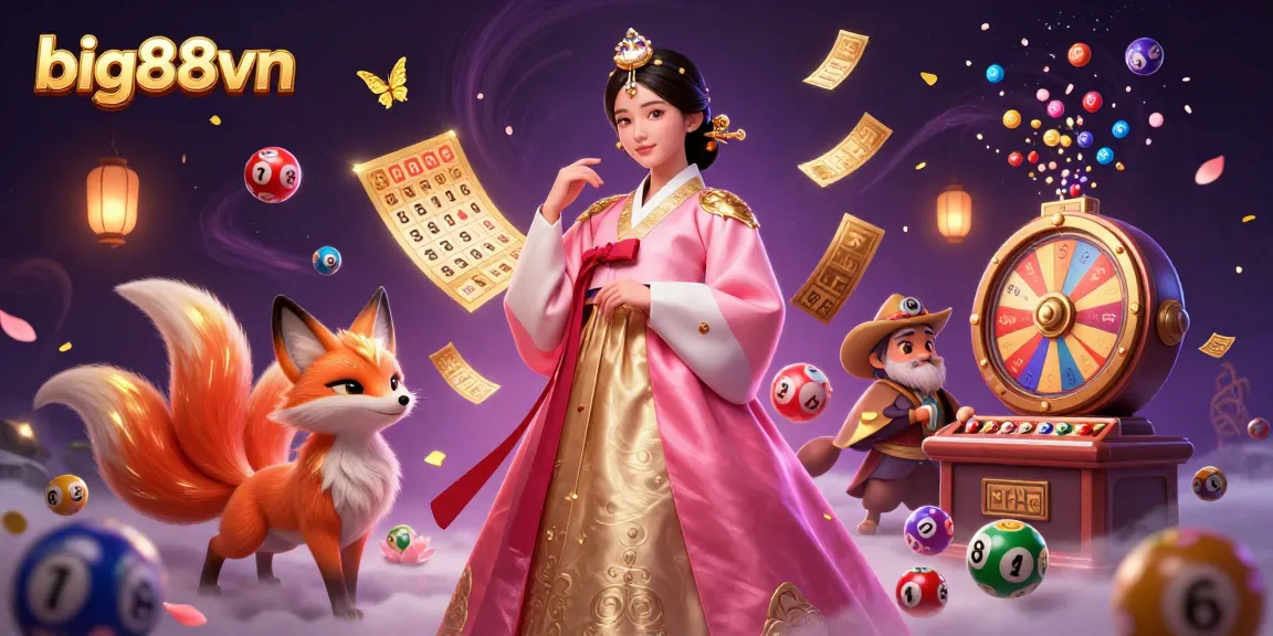 Experience excitement with big88vn's vibrant lottery scene featuring lucky charms and colorful prizes.