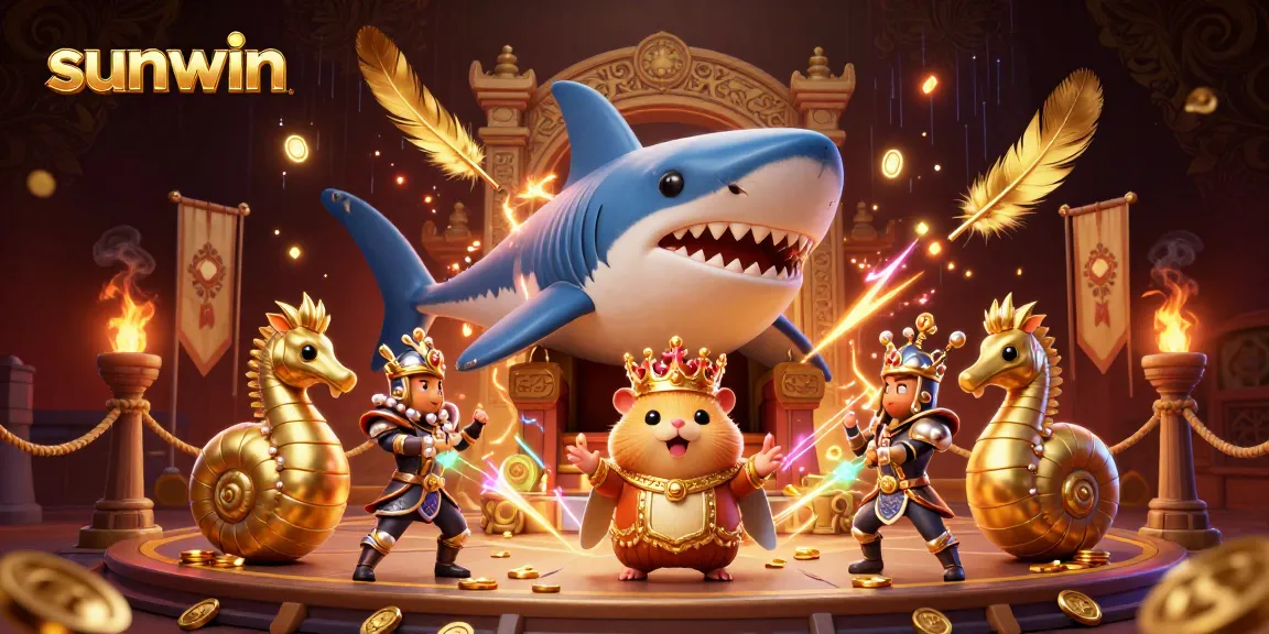 Join the excitement at sunwin with a vibrant casino scene featuring royal characters and winning elements.
